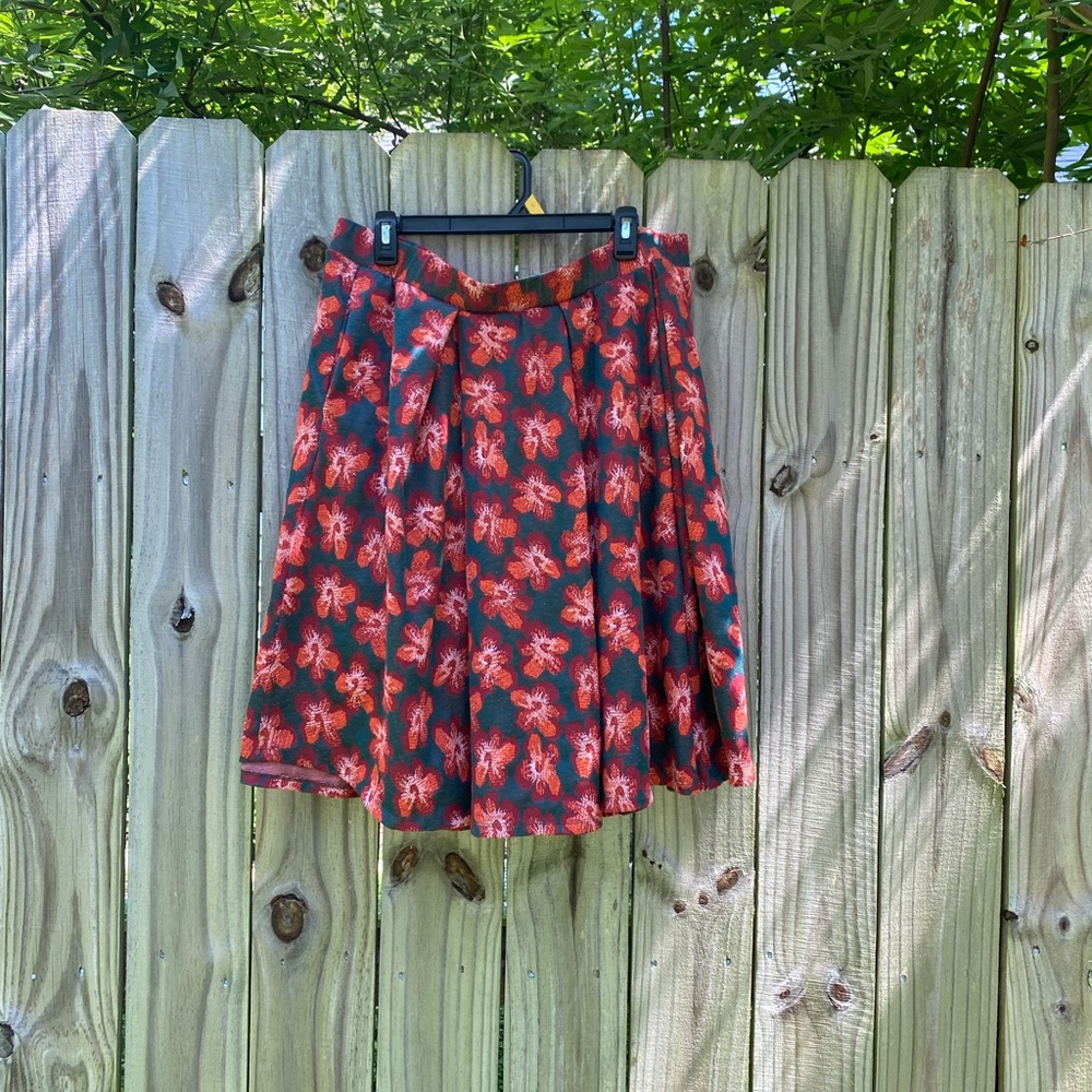 LuLaRoe Floral Skirt - Orange and Green